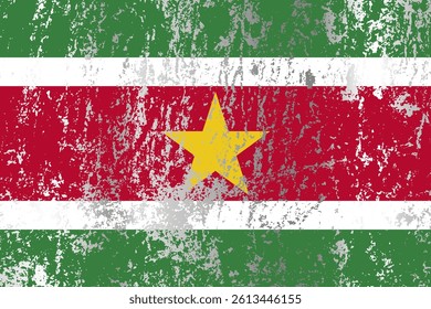 Suriname flag with grunge effect.