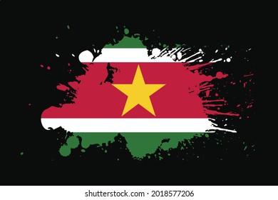 Suriname Flag With Grunge Effect Design. It will be used t-shirt graphics, print, poster and Background.