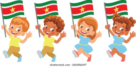 Suriname flag in hand set