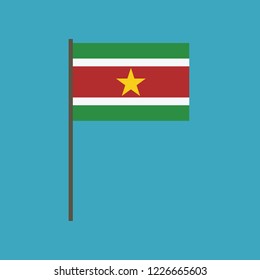 Suriname flag icon in flat design. Independence day or National day holiday concept.