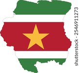 Suriname Flag in Map, Suriname Map with Flag, Country Map, Suriname with Flag, Nation Flag