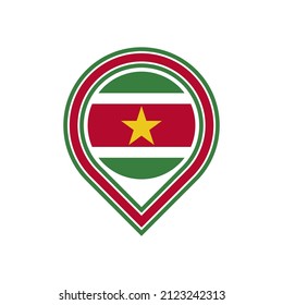 suriname flag map pin icon. isolated on white background