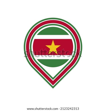 suriname flag map pin icon. isolated on white background