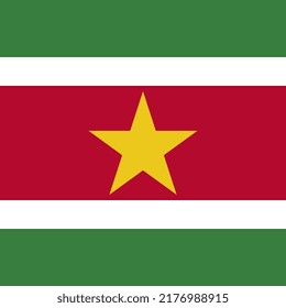 Suriname Flagge, offizielle Farben. Vektorgrafik.