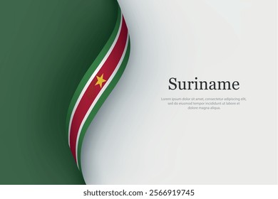 Suriname flag on Waving ribbon. Template for independence day