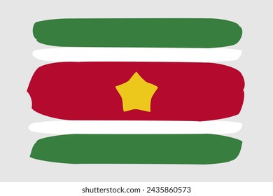 Suriname Flagge - gemalte Design Vektor-Illustration. Vektor-Pinselstil