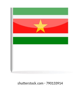 Suriname Flag Pin Vector Icon - Illustration