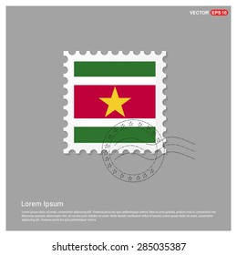 Suriname Flag Postage Stamp on white background. Vector illustration.