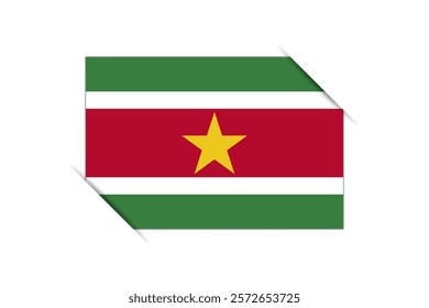 Suriname flag - rectangle colorful flag representing a country cultural identity and heritage. The essence of national pride and unity. Attached by the corners in a paper album