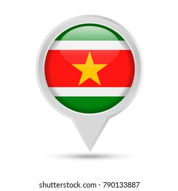 Suriname Flag Round Pin Vector Icon - Illustration