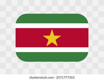 Suriname flag - rounded rectangle colorful flag representing a country cultural identity and heritage. The essence of national pride and unity. Vector flag on transparent background.