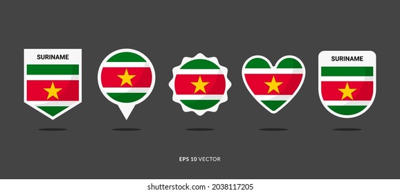 Vektorgrafik des Suriname-Flag-Sets. Gut verwendet für Aufkleber, Logo, Symbol, Clipart usw. - EPS10 Vector
