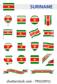 Suriname Flag Set - Vector Illustration