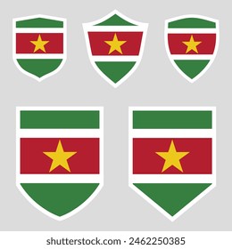 Suriname Flag in Shield Shape Frame