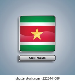 Suriname flag square button vector illustration
