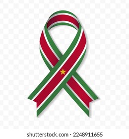 Suriname flag stripe ribbon vector illustration on a transparent background vector image (PNG).