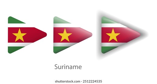 Suriname flag vector icons set in the shape of rounded triangle
