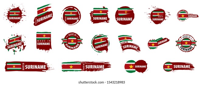 Suriname flag, vector illustration on a white background