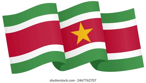 Suriname flag wave isolated on png or transparent background vector illustration.