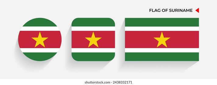 Suriname Flags arranged in round, square and rectangular shapes