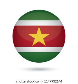 Suriname glossy round button. Vector Illustration EPS10.