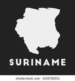 Suriname icon. Country map on dark background. Stylish Suriname map with country name. Vector illustration.