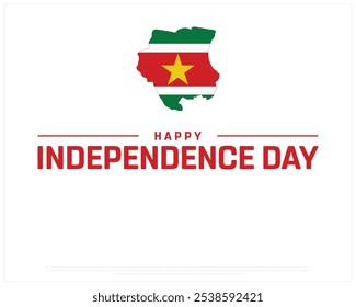 Suriname Independence Day design on a white background, Independence Day of Suriname with national flag, Typographic Design of Suriname National Day, Editable vector Design, 18th November