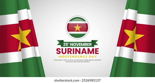 Dia da Independência do Suriname Bandeira de fundo 25 de novembro com espaço em branco