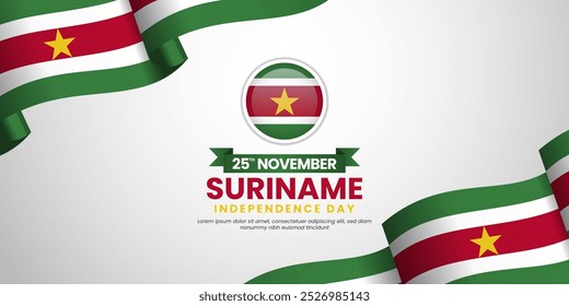 Suriname Independence Day Waving Flag Background 25 November with blank space area