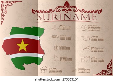  Suriname ,infographics, statistical data, sights. Vector illustration