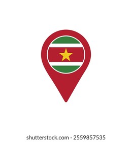 Suriname location pin with national flag