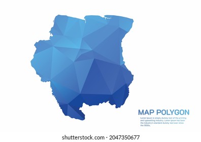 Suriname Map Abstract geometric rumpled triangular low poly style gradient graphic on white background