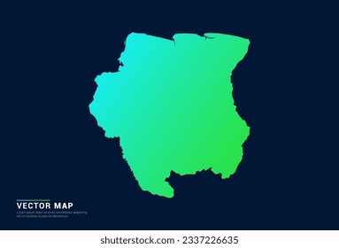 Mapa de Surinam del concepto azul gradiente abstracto verde con vector de efecto de luz de tecnología.