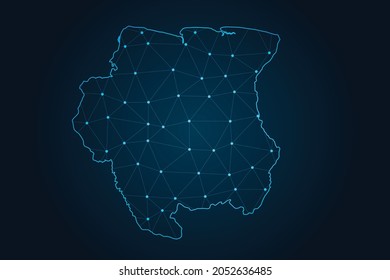 suriname map , Abstract mash line and point scales on dark background for your web site design map logo, app, ui,Travel. Vector illustration eps 10.