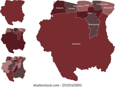 SURINAME MAP with its administrative divisions and regions