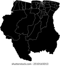 SURINAME MAP with its administrative divisions and regions