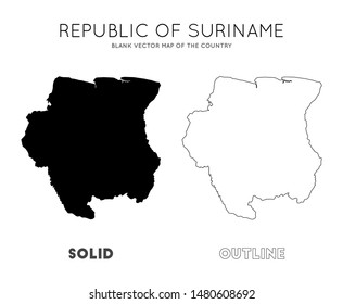 Suriname map. Blank vector map of the Country. Borders of Suriname for your infographic. Vector illustration.