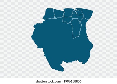 Suriname Map blue Color on Backgound png