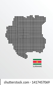 Suriname map design square with flag Suriname.