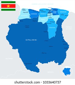 Suriname Map - Detailed Info Graphic Vector Illustration