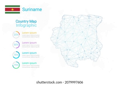 Suriname map with elements of infographics template. Vector eps10.