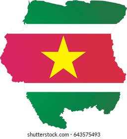 Suriname map and flag