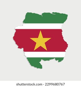 suriname map with flag on gray background
