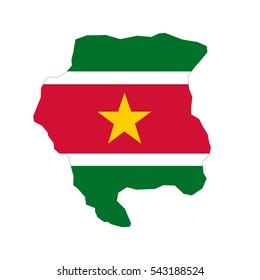 Suriname map and flag in white background