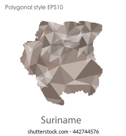 Suriname map in geometric polygonal style.Abstract gems triangle,modern design background.Vector illustration EPS10