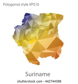 Suriname map in geometric polygonal style.Abstract gems triangle,modern design background.Vector illustration EPS10