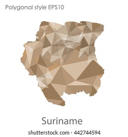 Suriname map in geometric polygonal style.Abstract gems triangle,modern design background.Vector illustration EPS10
