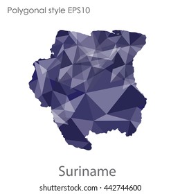 Suriname map in geometric polygonal style.Abstract gems triangle,modern design background.Vector illustration EPS10