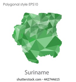 Suriname map in geometric polygonal style.Abstract gems triangle,modern design background.Vector illustration EPS10