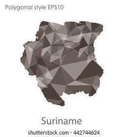 Suriname map in geometric polygonal style.Abstract gems triangle,modern design background.Vector illustration EPS10